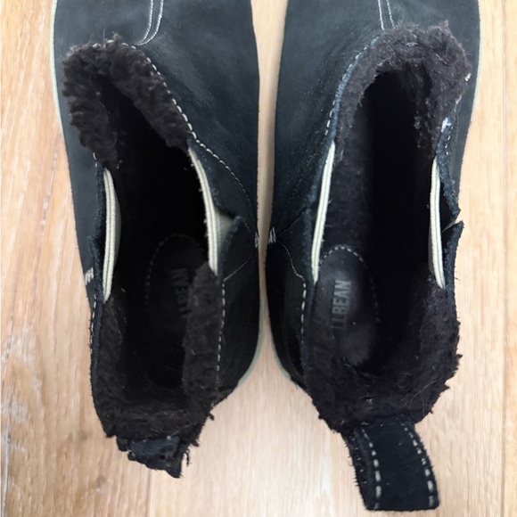 L.L.Bean Black Suede Shearling Lined Ankle Boots Slipper Boots Women’s - Picture 7 of 11